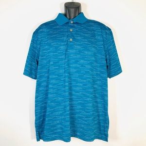 Men’s Grand Slam Blue Gray White Stripped Golf Shirt Sz XL Short Sleeve